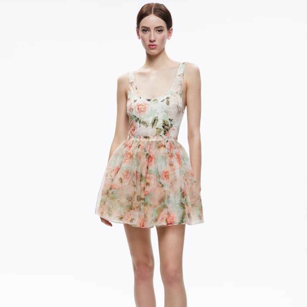 Alice and Olivia Chara Mixed Media Mini Dress Women's Size 6 NWOT
